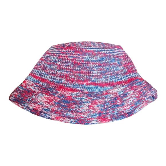 Knit Acrylic Bucket Hat Red Blue White Y2K Unisex NWOT - Picture 3 of 6
